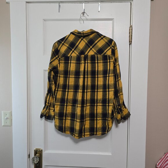 Time and Tru Mustard and Navy Flannel Button down top - S - Picture 3 of 8
